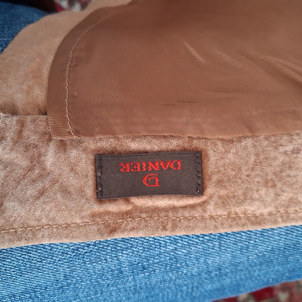 Danier Leather Suede Shirt Jacket Mens Tan Brown Button Front Lined Pockets - Picture 5 of 9